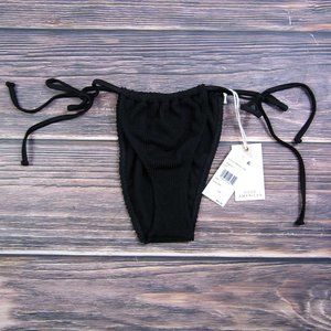 Good American NEW Small/Medium Size 1/2 Black Always Fit Tiny Ties Bikini Bottom